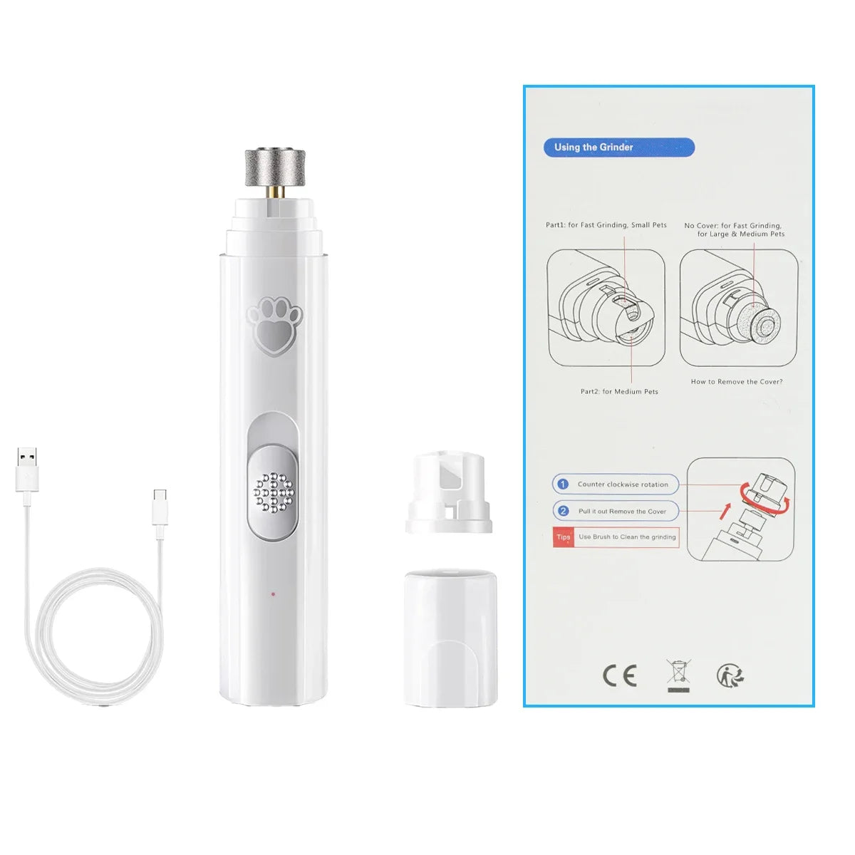 GrindEase™ – USB Rechargeable Electric Pet Nail Grinder