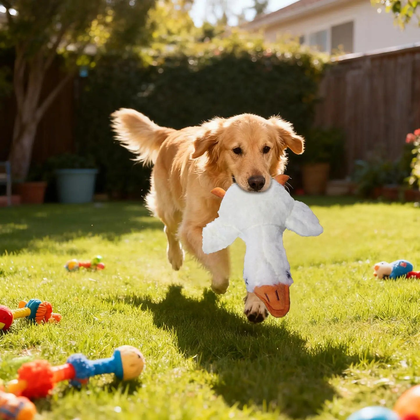 Dog Chew Plush Toy โ Soft Bite-Resistant White Duck for Indoor & Outdoor Play