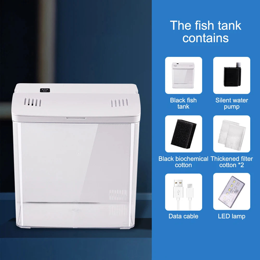 Mini Betta Fish Tank – Small Desktop Aquarium for Home & Office | Eco-Friendly Modern Fish Bowl