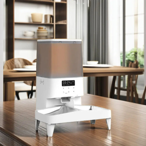 Hot-Selling 5L Smart Automatic Pet Feeder – Intelligent Electric Food Dispenser with Dual Stainless Steel Bowls for Dogs & Cats