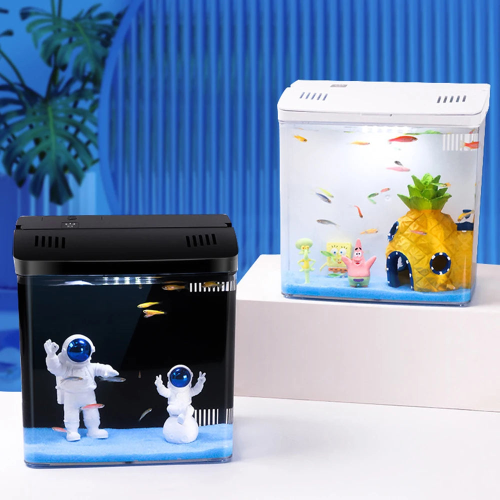 Mini Betta Fish Tank – Small Desktop Aquarium for Home & Office | Eco-Friendly Modern Fish Bowl