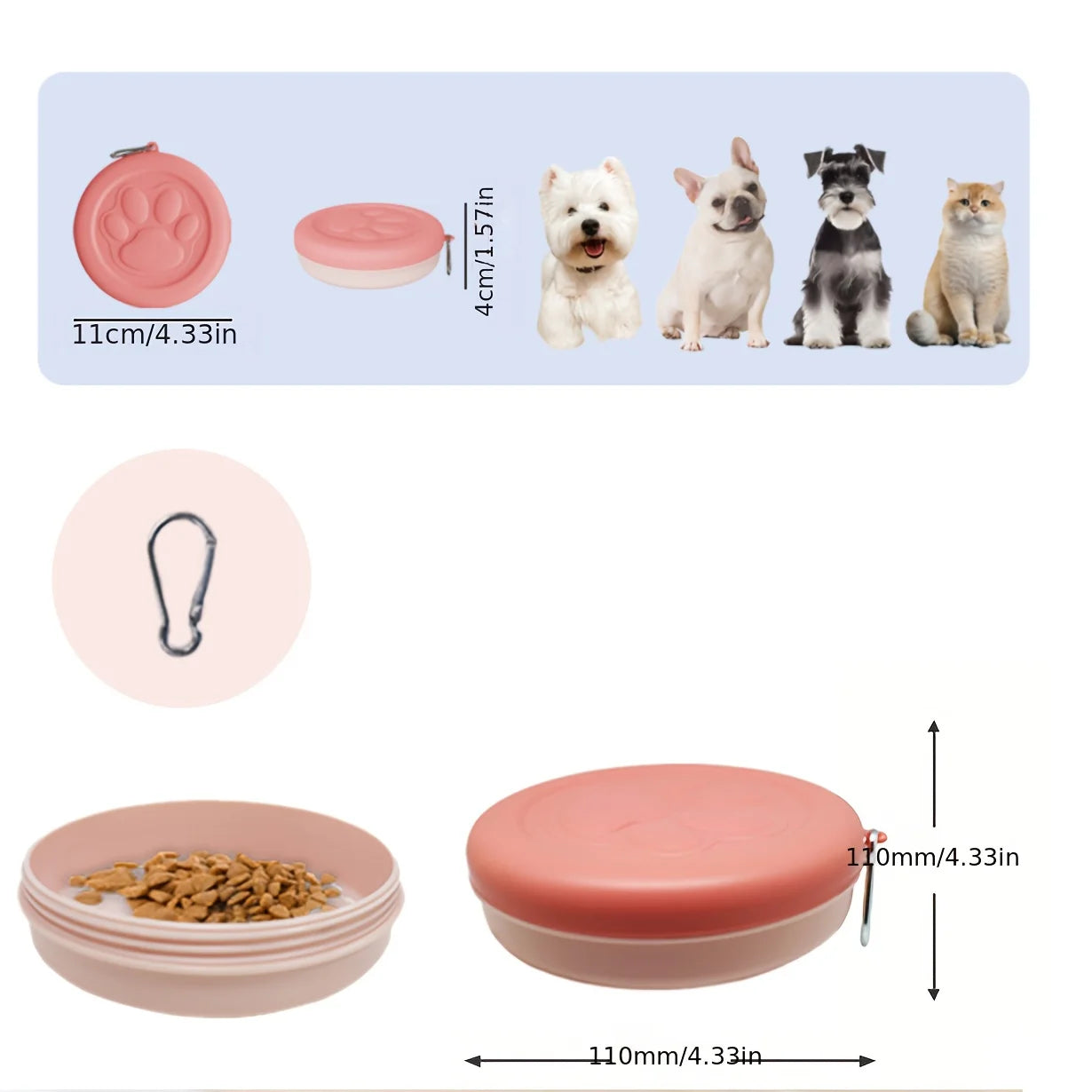 TravelPaw™ – Portable Pet Food & Water Bowl