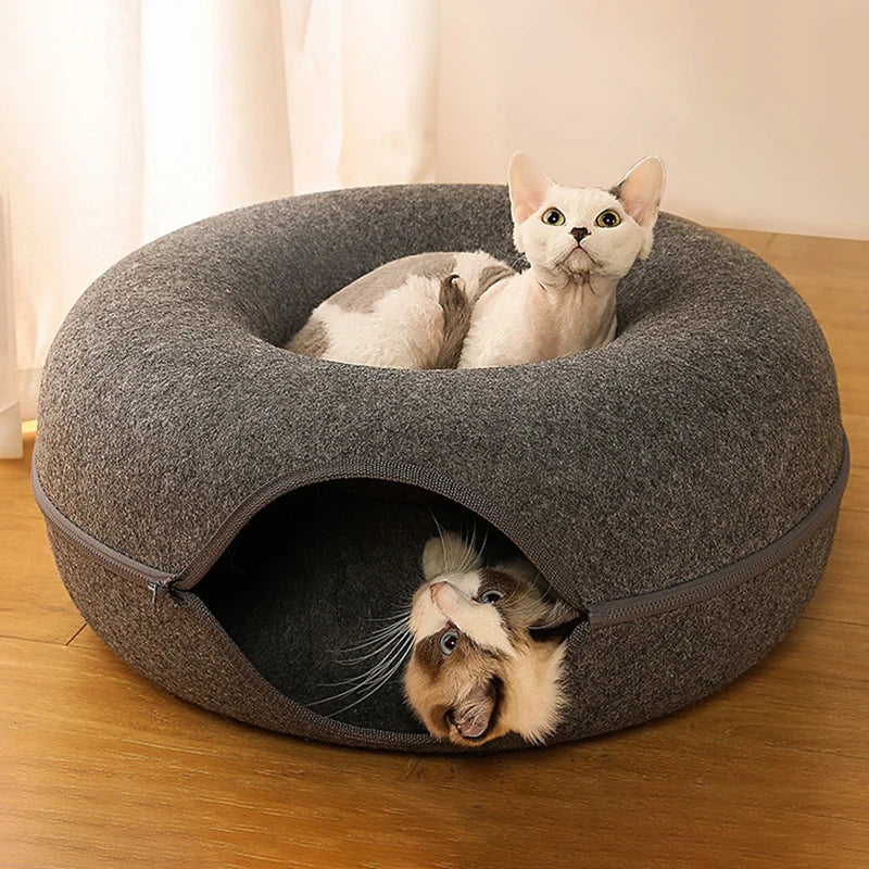 PawDonut™ – 2-in-1 Cat Bed & Tunnel Playhouse