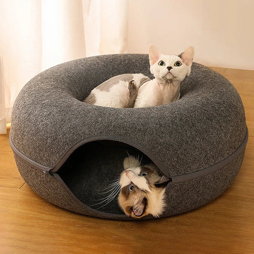 PawDonut™ – 2-in-1 Cat Bed & Tunnel Playhouse