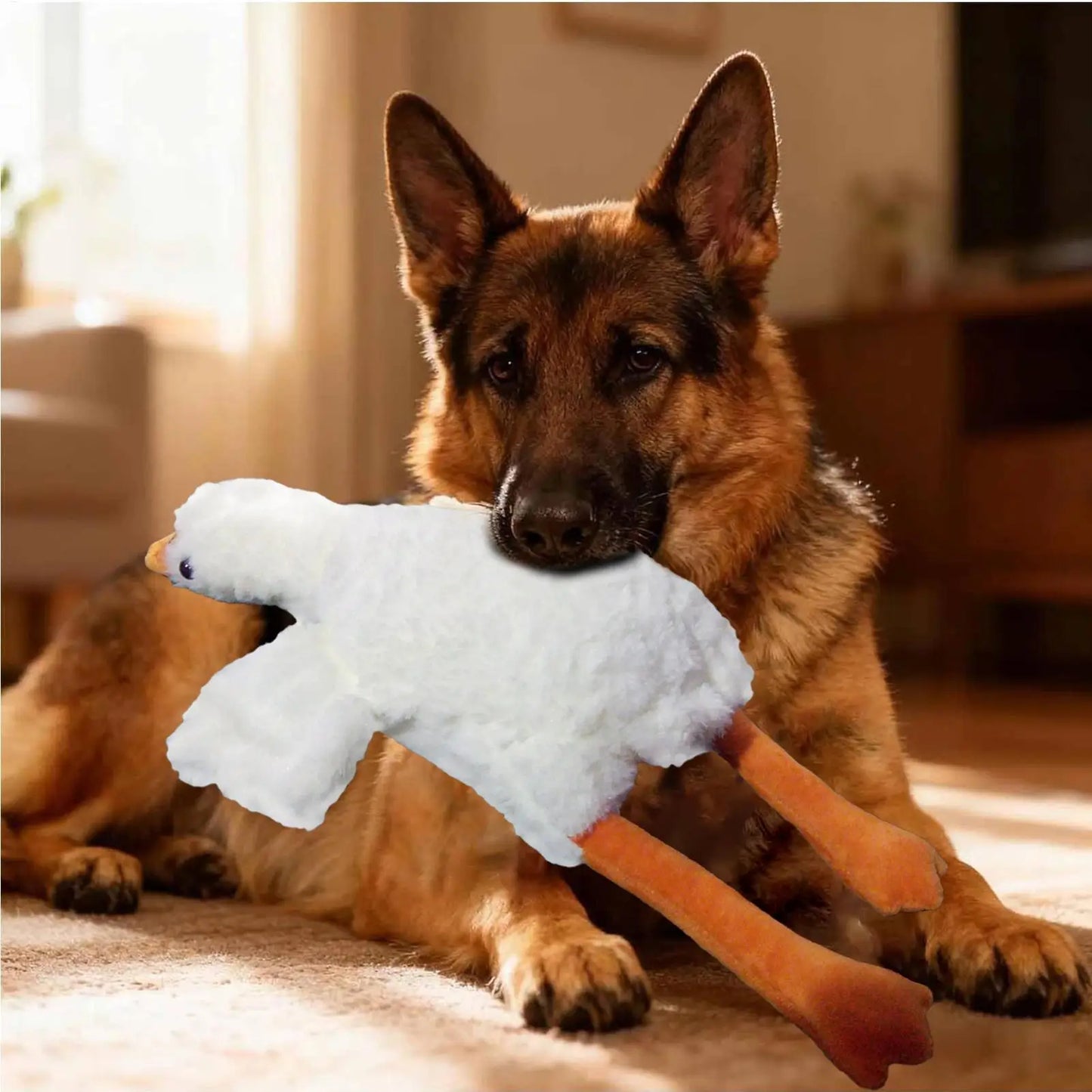 Dog Chew Plush Toy โ Soft Bite-Resistant White Duck for Indoor & Outdoor Play