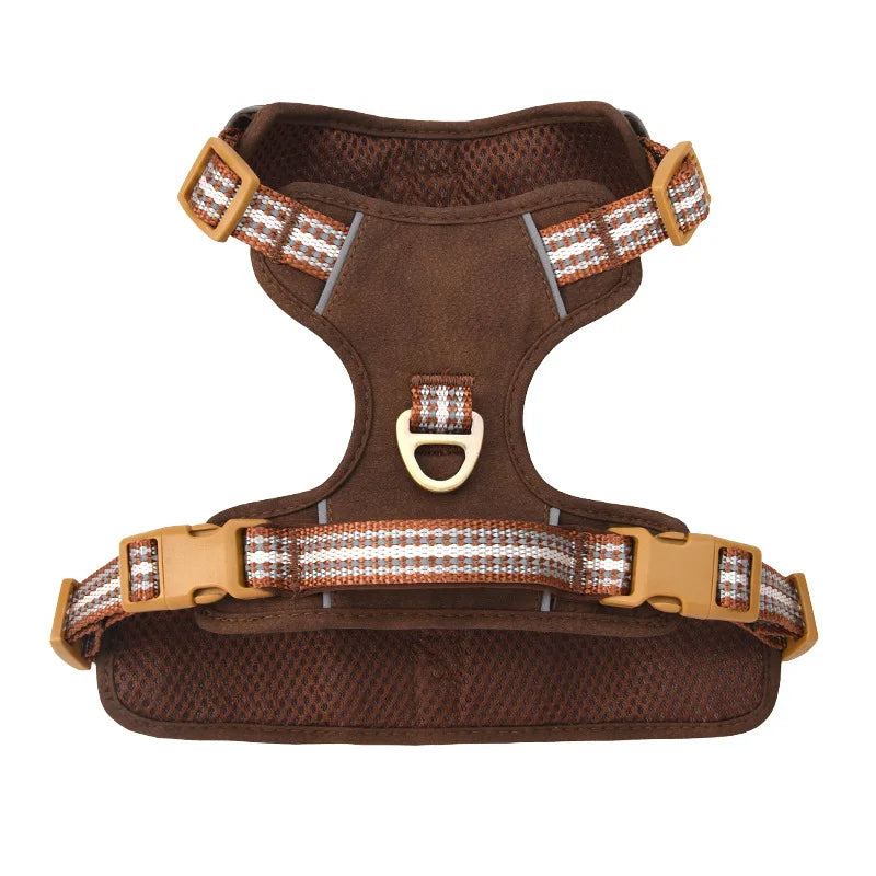 Retro Leather Dog Harness β Adjustable, Breathable & Reflective No-Pull Chest Strap