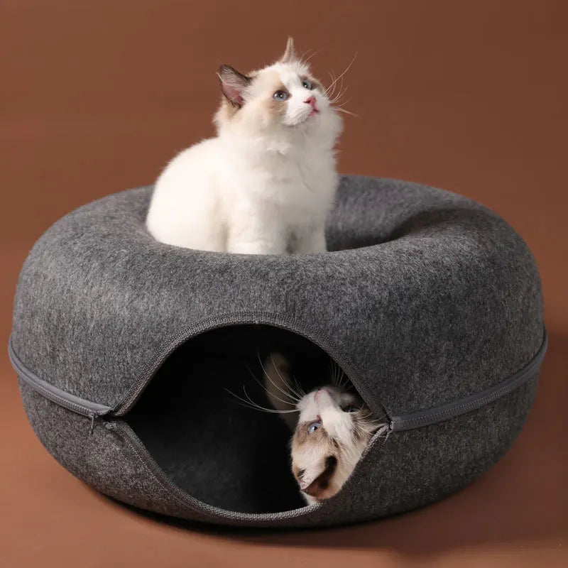 PawDonut™ – 2-in-1 Cat Bed & Tunnel Playhouse