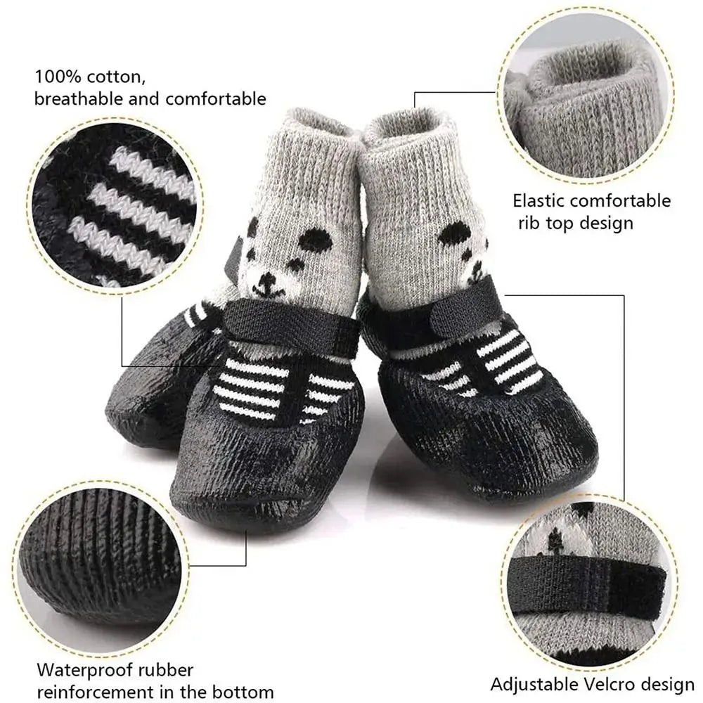 2 Pairs Waterproof Non-Slip Dog Socks – Warm Rain & Snow Boots for Cats & Dogs