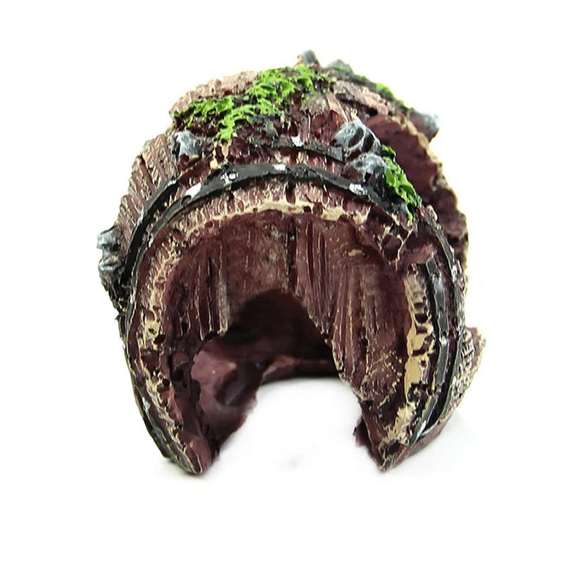 Resin Barrel Cave Aquarium Ornament β Fish Tank Decoration