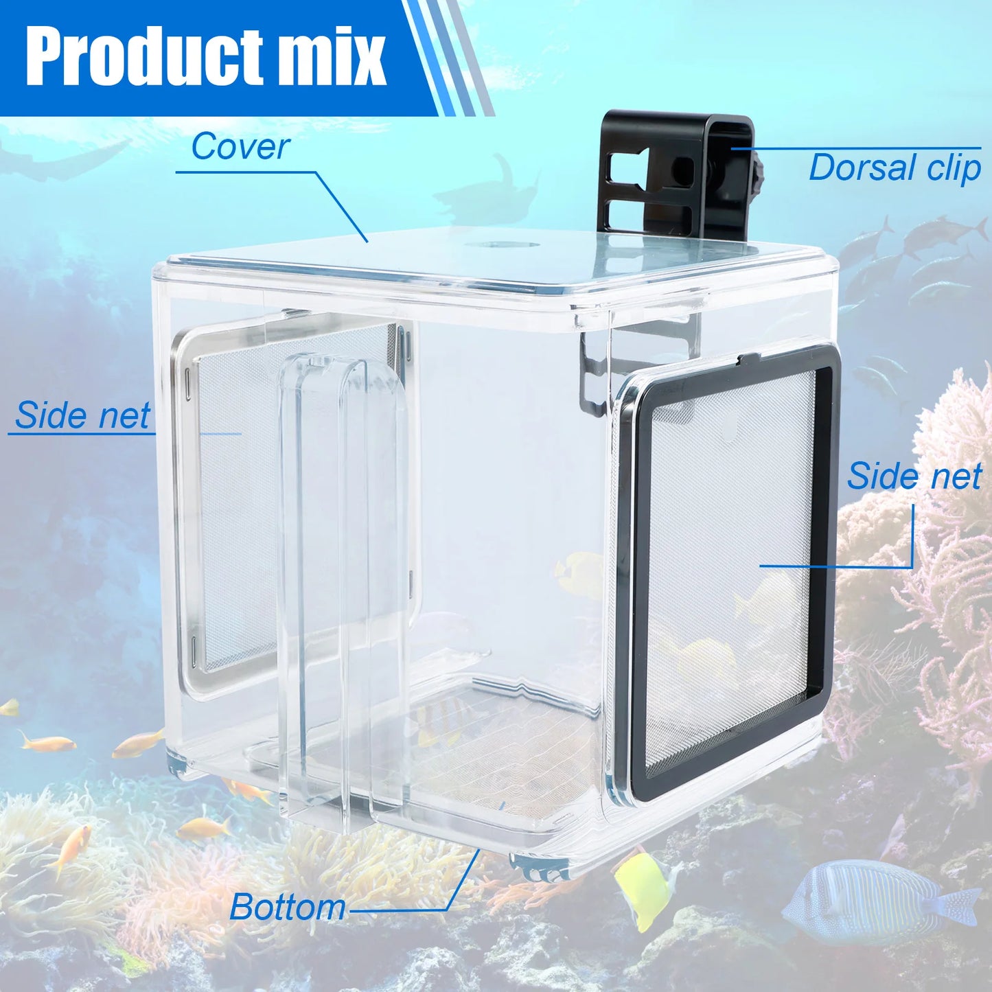Aquarium Breeder Box – Clear Fish Breeding & Isolation Tank with Removable Mesh Lid