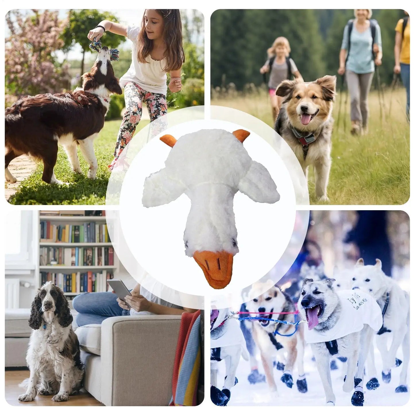 Dog Chew Plush Toy โ Soft Bite-Resistant White Duck for Indoor & Outdoor Play
