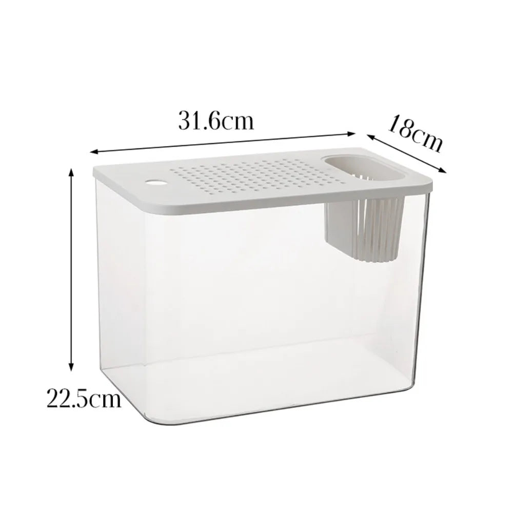 Transparent PET+ABS Fish Tank with Lid β Drop-Resistant Hydroponic Aquarium & Turtle Tank for Home