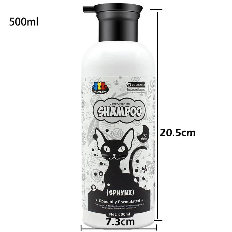 500ml Sphynx Cat & Dog Shampoo – Wash-Free Moisturizing Cleanser for Sensitive Skin