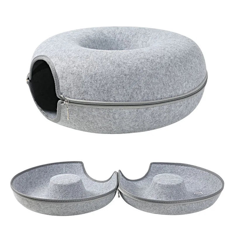 PawDonut™ – 2-in-1 Cat Bed & Tunnel Playhouse