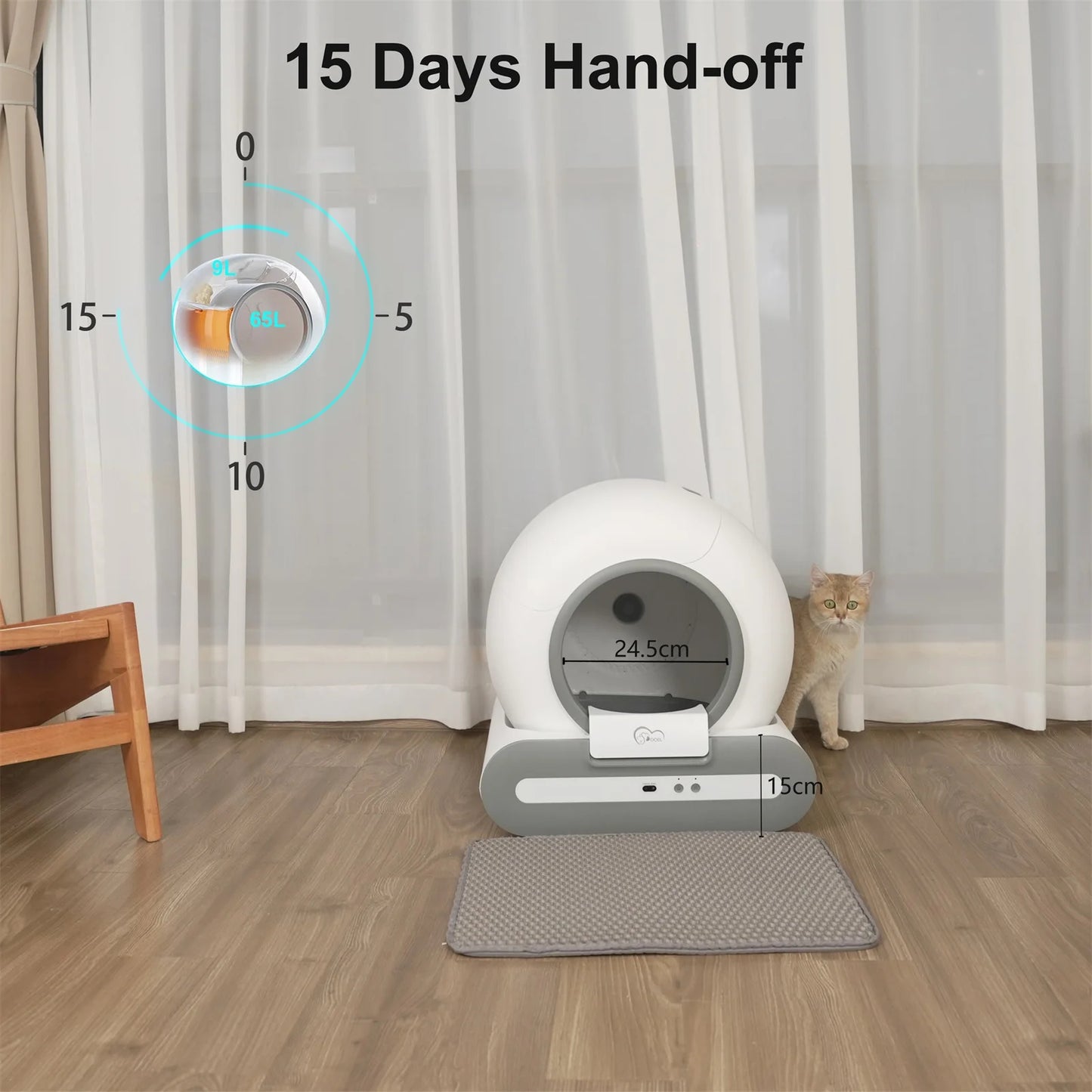 DOEL™ Automatic Self-Cleaning Cat Litter Box with App Control & Litter Mat