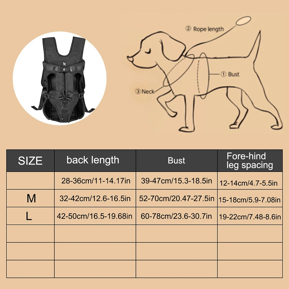 Adjustable Pet Front Dog Carrier Backpack – Hands-Free Travel Bag for Dogs and Cats