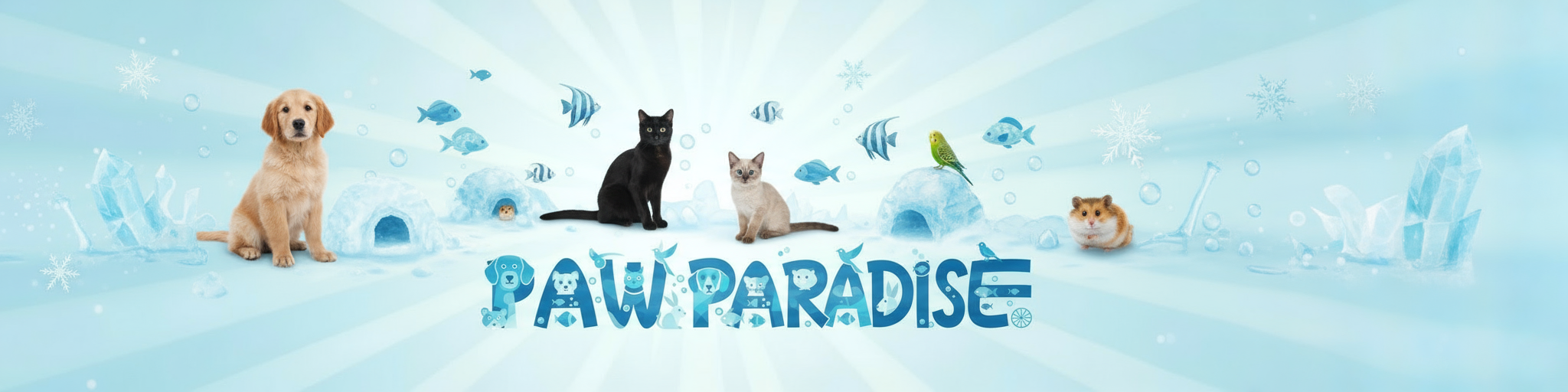 Paw Paradise Ice Blue Banner