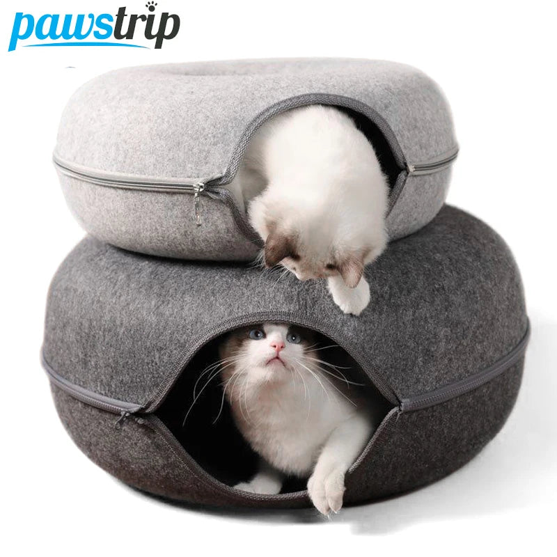 PawDonut™ – 2-in-1 Cat Bed & Tunnel Playhouse