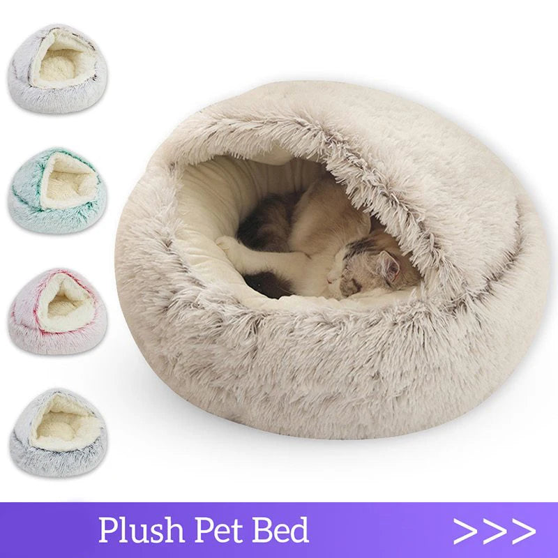 PurrNest™ – Plush Round Cat & Small Dog Bed