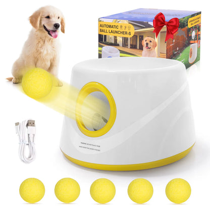 Automatic Dog Ball Launcher – 3 Distance Settings with 5 Balls, Indoor & Outdoor Toy