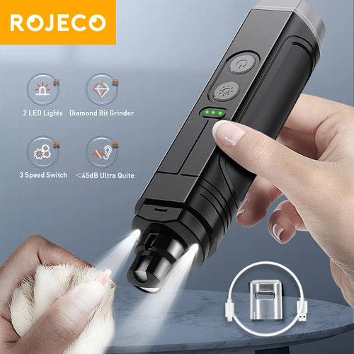 ROJECO P3 Electric Pet Nail Grinder with LED Light for Dogs & Cats
