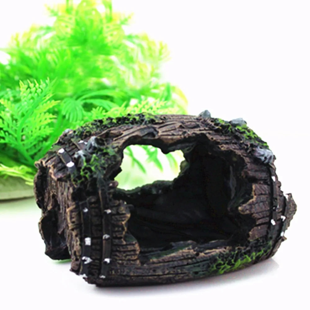Resin Barrel Cave Aquarium Ornament – Fish Tank Decoration