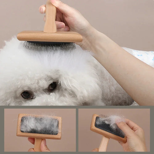 Wooden Pet Comb with Air Cushion – For Dogs & Cats