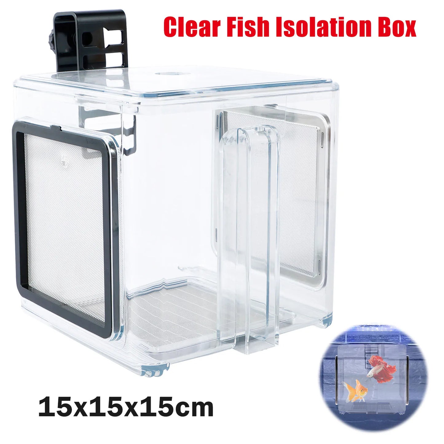 Aquarium Breeder Box – Clear Fish Breeding & Isolation Tank with Removable Mesh Lid