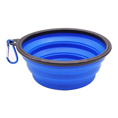 2-in-1 Folding Silicone Pet Feeder Bowl with Dispenser
