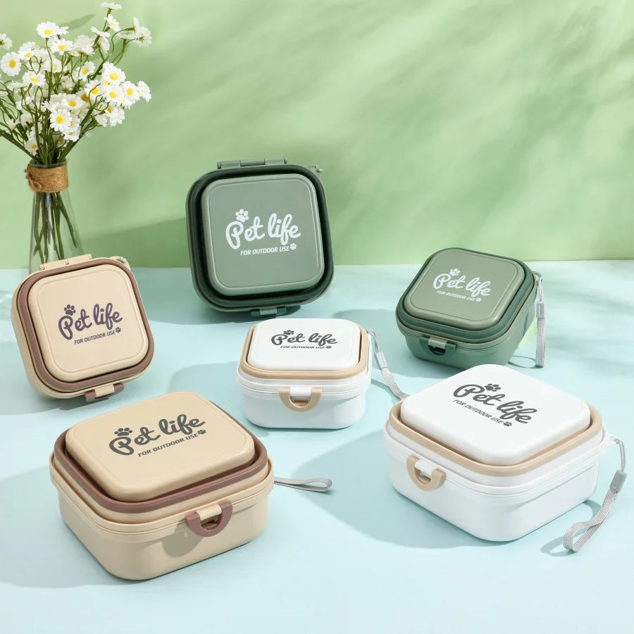 Portable Folding Double Pet Bowl – Durable Travel Feeder for Dogs