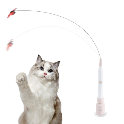 Electric Cat Teaser Wand – 2-Mode Automatic Suction Cup Toy