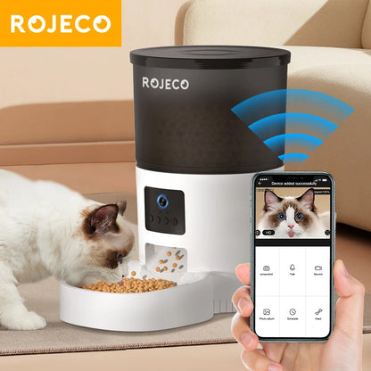 ROJECO Smart Automatic Pet Feeder with HD Camera & Voice Control