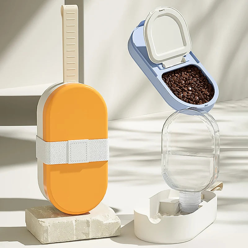 2 in 1 Portable Pet Water Bottle with Food Storage for Dogs & Cats