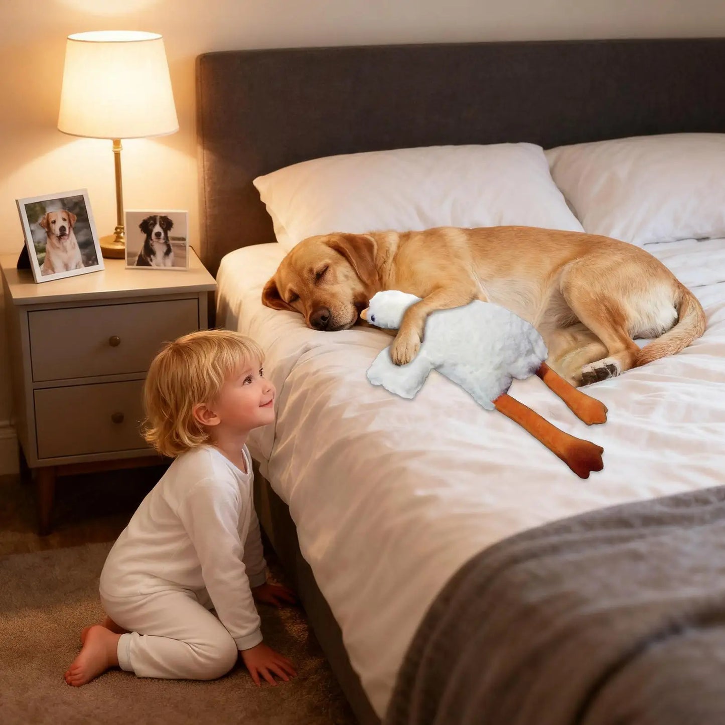 Dog Chew Plush Toy – Soft Bite-Resistant White Duck for Indoor & Outdoor Play