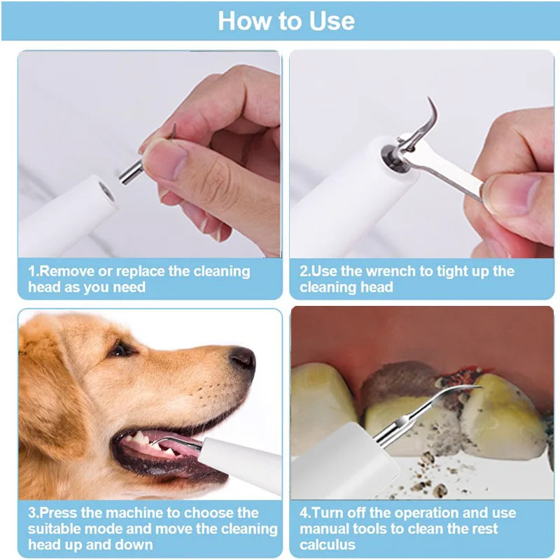 Ultrasonic Pet Tooth Cleaning Device – Electric Dental Care Tool for Dogs and Cats