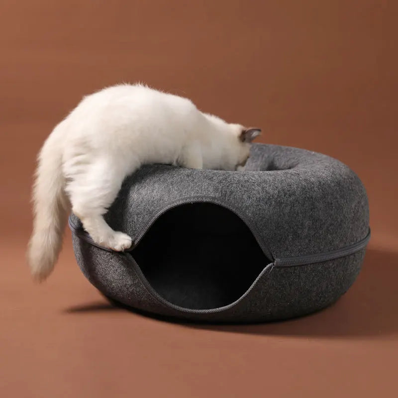PawDonut™ – 2-in-1 Cat Bed & Tunnel Playhouse