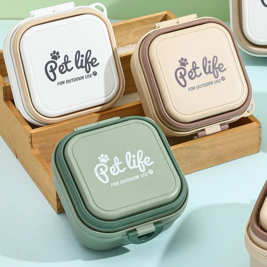 Portable Folding Double Pet Bowl – Durable Travel Feeder for Dogs