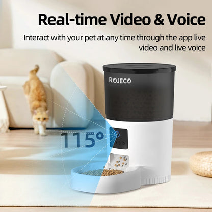 ROJECO Smart Automatic Pet Feeder with HD Camera & Voice Control