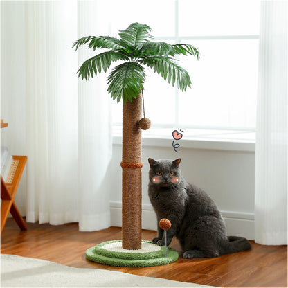 Cat Scratching Post with Spring Ball – Tall Indoor Sisal Cat Scratcher & Kitten Toy