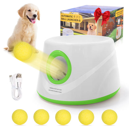 Automatic Dog Ball Launcher – 3 Distance Settings with 5 Balls, Indoor & Outdoor Toy
