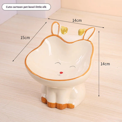 MeowTure™ – Ceramic High-Neck Cartoon Pet Bowl