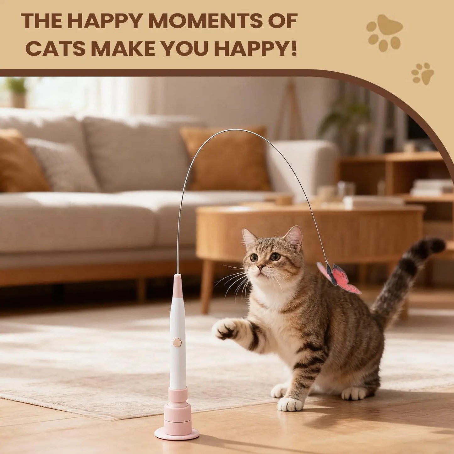 Electric Cat Teaser Wand – 2-Mode Automatic Suction Cup Toy