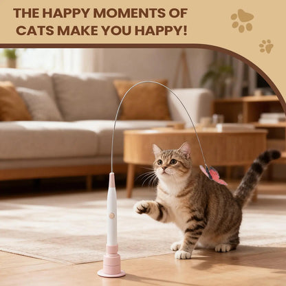 Electric Cat Teaser Wand – 2-Mode Automatic Suction Cup Toy