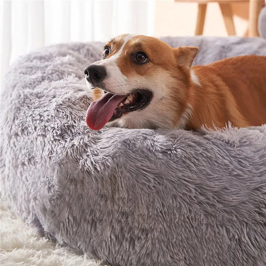 FluffNest™ – Round Plush Pet Bed
