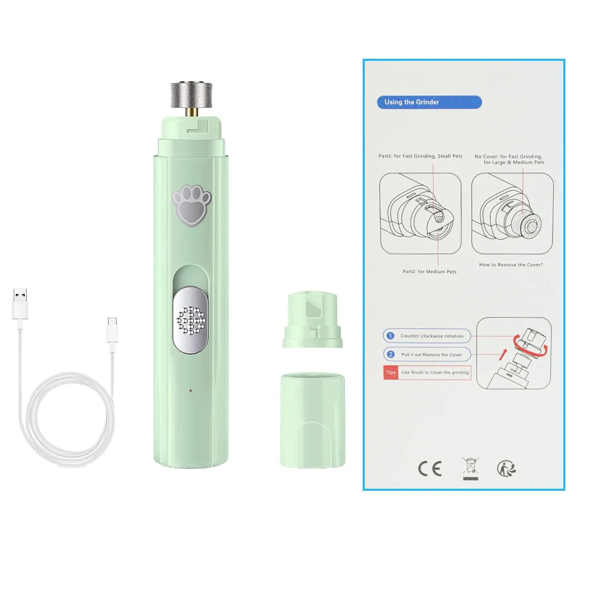 GrindEase™ – USB Rechargeable Electric Pet Nail Grinder