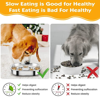 SteelPaw™ – Dual-Sided Stainless Steel Slow Feeder Bowl