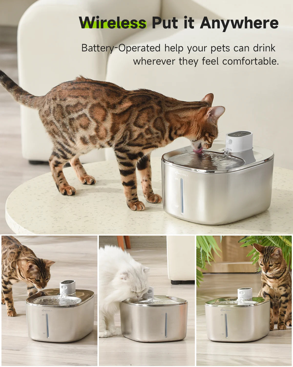 APETDOLA™ 4L Wireless Smart Pet Water Fountain with Motion Sensor