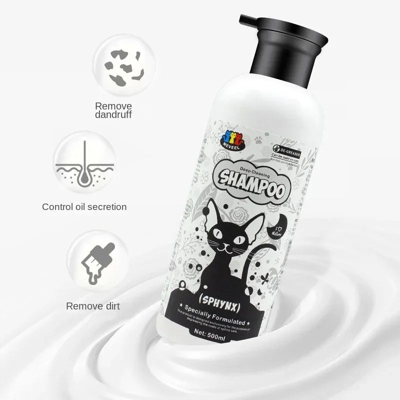 500ml Sphynx Cat & Dog Shampoo – Wash-Free Moisturizing Cleanser for Sensitive Skin