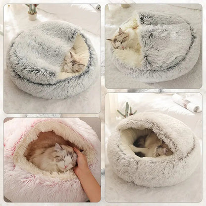 PurrNest™ – Plush Round Cat & Small Dog Bed