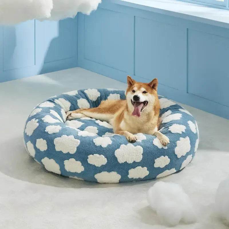 Lesure Donut Dog Bed – Calming Washable Bed for Dogs & Cats (60cm)